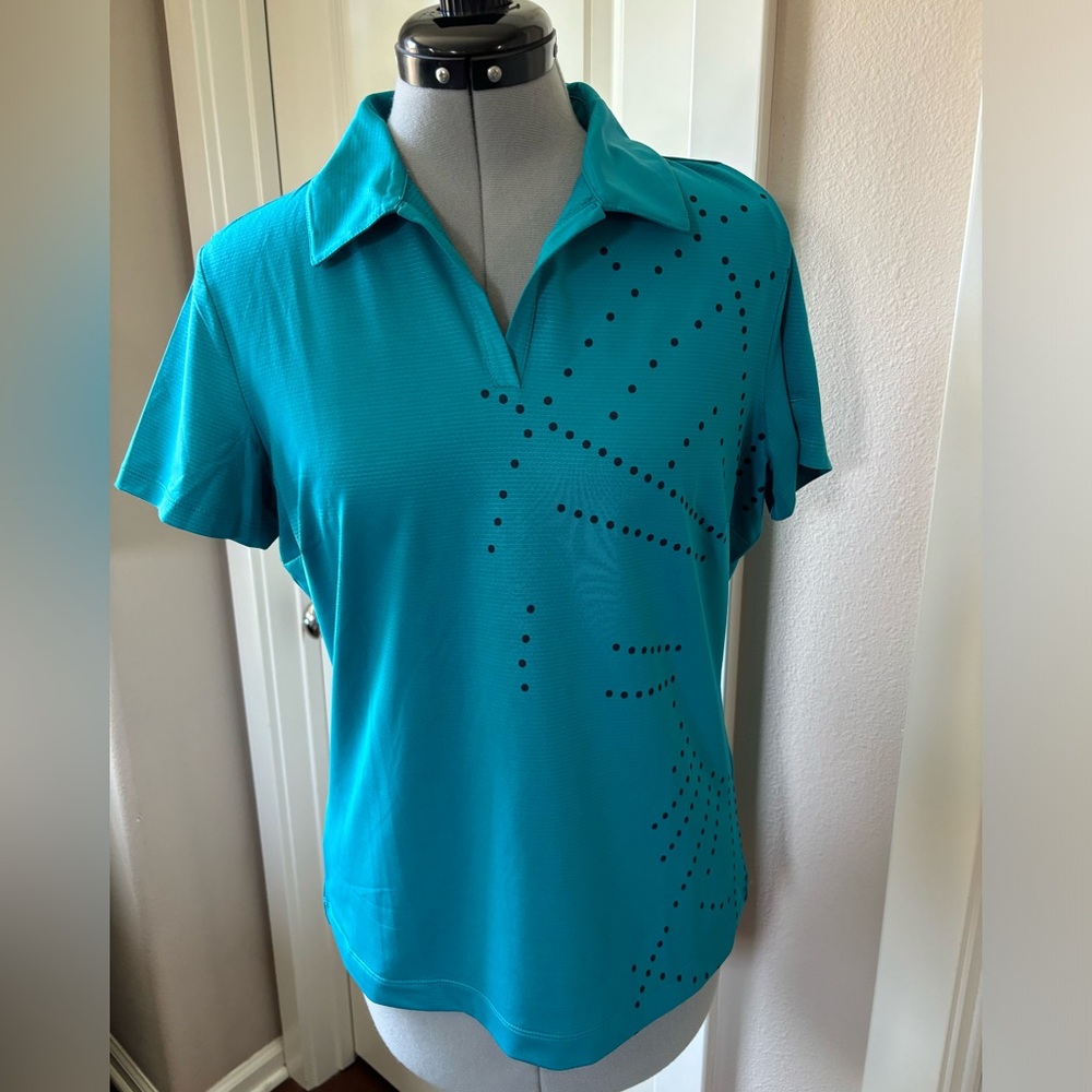 Nike Golf Short Sleeve V-neck Shirt, Women’s, Teal & Black, Size M (8-10)